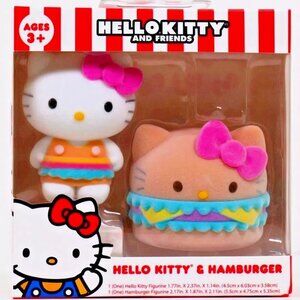 Sanrio‎ Hello Kitty and Friends Figurines - Flocked Hello Kitty & Hamburger Set